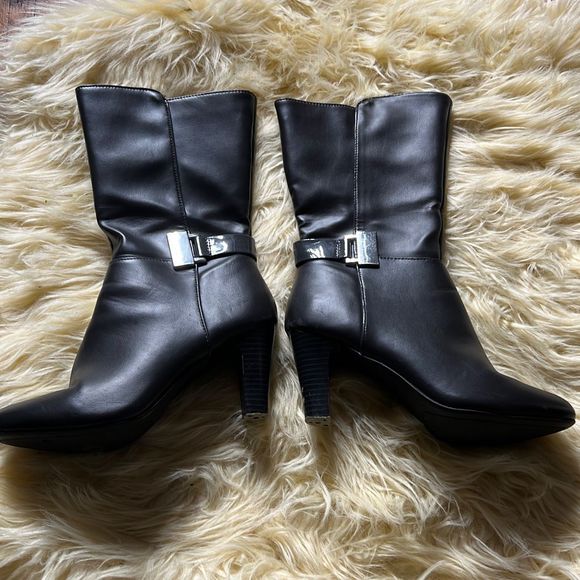 Karen Scott Faux Leather boots size 8 dark gray - Picture 1 of 9